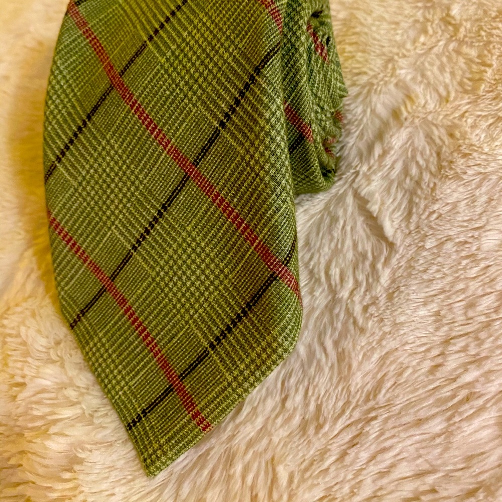 Men’s Green Plaid Hand Sewin Finest Silk Tie